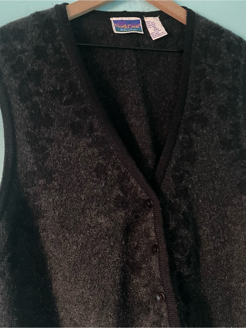 Northcrest Vintage Wool Grandma Sweater Cardigan Vest XL Menswear Grunge Grey